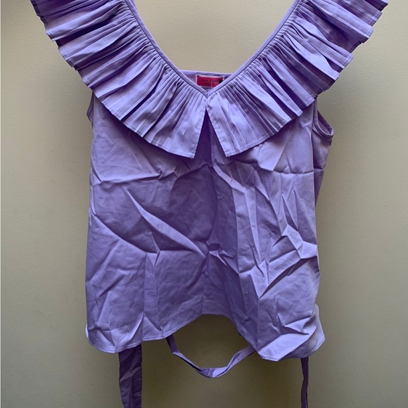 Kate Spade Lilac Pleated and Belted Sleeveless Top - Picture 6 of 10